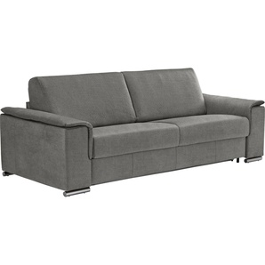 Schlafsofa EGOITALIANO Cecilia Sofas Gr. B/H/T: 234 cm x 85 cm x 102 cm, Luxus-Microfaser Lederoptik, grau (steingrau) Einzelsofas inkl. Matratze und Metallbettrahmen
