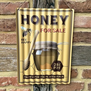 Ein wunderschönes Blechschild, Honigmotiv, Imker, Wellblechoptik
