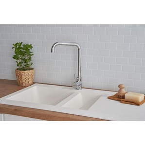 Einbauspüle Küchenspüle Spüle Granit Mineralite 100 x 50 Weiß Respekta Denver