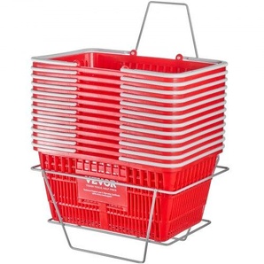 Einkaufskorb, 12er-Set, 21 l robuster Einkaufskorb aus Kunststoff mit Griff und Ständer, 16,5 x 11,8 x 8,27 Zoll, tragbarer Einkaufskorb in Großpackung für den Lebensmitteleinkauf GXSBSSLGWLHS9NBQOV0