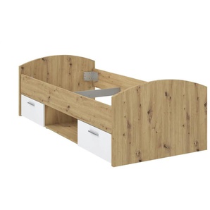 Einzelbett mit Schubladen - holzfarben - Materialmix - 96 cm - 65 cm - cm 206,4 | Möbel Kraft