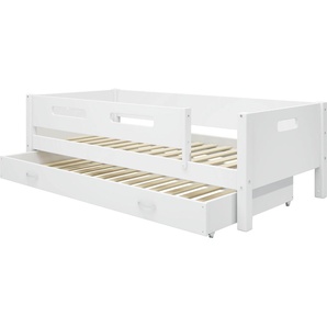 Einzelbett THUKA Betten Gr. Hintere Absturzsicherung in MDF-Absturzsicherung vorne in MDF, Liegefläche B/L: 90 cm x 200 cm Höhe: 65 cm, kein Härtegrad, weiß (weiß, weiß, weiß) Bettgestell Bettgestelle Thuka Nordic produziert bei Flexa, incl Rollrost