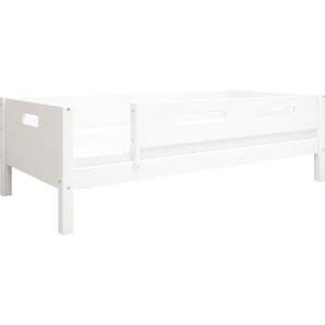 Einzelbett THUKA Betten Gr. Hintere Absturzsicherung in MDF-Breite Absturzsicherung vorne in MDF, Liegefläche B/L: 90 cm x 200 cm Höhe: 65 cm, kein Härtegrad, weiß (weiß, weiß, weiß) Baby Bettgestell Jugendbett Jugendbetten Thuka Nordic produziert bei