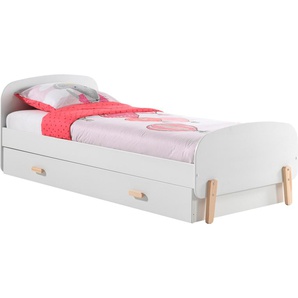 Einzelbett VIPACK Betten Gr. Liegefläche B/L: 90 cm x 200 cm Betthöhe: 36 cm, kein Härtegrad, ohne Matratze, weiß Betten mit Bettkasten Liegefläche 90x200 cm Lattenrost und Bettschublade, Weiß lackiert