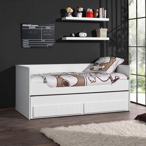 Einzelbett VIPACK Betten Gr. Liegefläche B/L: 90 cm x 200 cm Höhe: 88 cm, kein Härtegrad, weiß Betten mit Bettkasten Funktionelles Kojenbett 2 Liegeflächen à 90 x 200 cm, Schubladen
