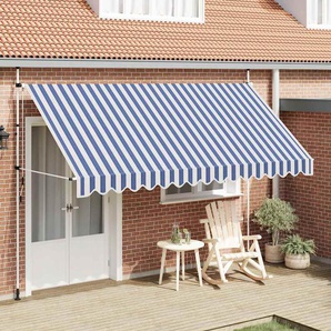 Einziehbare Markise Handbetrieben 400 cm Blau/Weiß Gestreift