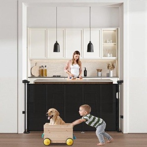 einziehbares Babygitter (87 cm hoch ausziehbar bis 1400 mm breit) ausziehbares Gitter für Kinder Haustiere, Netzmaterial, Treppenschutzgitter für Innentreppen Türen Flure Spielzimmer, Schwarz WZSSMHS55INCNJ5H6002V0