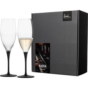 Eisch Germany Champagnerglas KAYA BLACK, Kristallglas, in Handarbeit Schiefer- Glasur, 278 ml, 2-teilig, Made in Germany