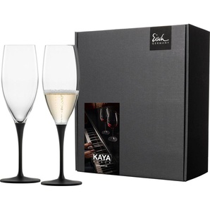 Eisch Champagnerglas KAYA BLACK, Kristallglas, in Handarbeit Schiefer- Glasur, 278 ml, 2-teilig, Made in Germany