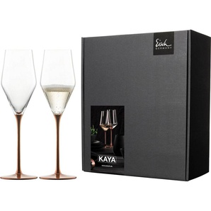 Eisch Champagnerglas KAYA, Made in Germany, 260 ml, Kristallglas, in Handarbeit mit fein schimmernden Kupfer-Glasur veredelt, 2-teilig