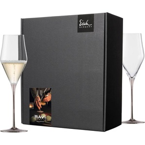 Eisch Germany Champagnerglas RAVI PLATIN, Kristallglas, in Handarbeit veredelt mit echtem Platin, 260ml, 2tlg, Made in Germany