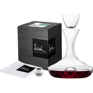 Eisch Germany Dekanter 30171999, (Set, 4-tlg., Dekantierkaraffe mit Dekanter-Top, Reinigungsperlen und Poliertuch), NO DROP EFFEKT für sauberes, tropffreies Ausgießen, 750 ml