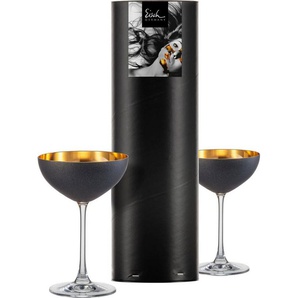 Eisch Germany Dessertschale COSMO GOLD, 250 ml, Kristallglas, (Set, 2-tlg), mit 24karätigem Gold veredelt, schwarzem Stein-Look versiegelt