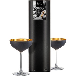 Eisch Dessertschale COSMO GOLD, 250 ml, Kristallglas, (Set, 2-tlg), mit 24karätigem Gold veredelt, schwarzem Stein-Look versiegelt