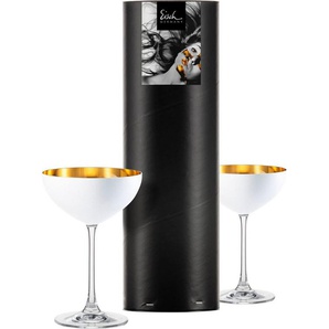 Eisch Germany Dessertschale COSMO PURE WHITE, Kristallglas, (Set, 2-tlg), in Handarbeit mit 24karätigem Gold veredelt, Stein-Look versiegelt