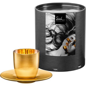 Eisch Espressoglas COSMO COLLECT, 100 ml, Made in Germany, Kristallglas, m. Untertasse, in Handarbeit mit glänzendem und mattem Gold veredelt