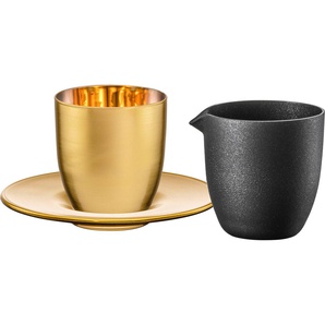 Eisch Espressoglas COSMO COLLECT Affogato-Set, Made in Germany, Kristallglas, mit Untertasse und Kännchen, Handarbeit mit 24karätigem Gold veredelt