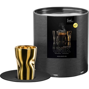 Eisch Espressoglas UNIK, Borosilikatglas, Espressoglas mit Untertasse, veredelt mit Echtgold, 100 ml