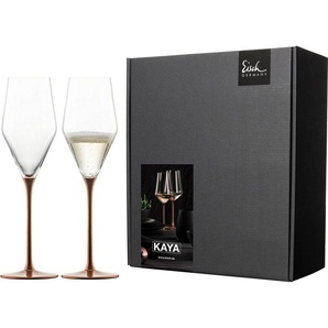 Eisch Germany Champagnerglas KAYA, Made in Germany, 260 ml, Kristallglas, in Handarbeit mit fein schimmernden Kupfer-Glasur veredelt, 2-teilig