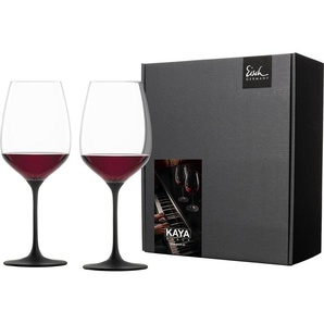 Eisch Germany Rotweinglas KAYA BLACK, Kristallglas, in Handarbeit, Schiefer- Glasur veredel, 600 ml, 2tlg.,Made in Germany