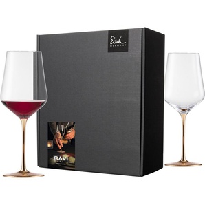 Eisch Germany Rotweinglas RAVI GOLD, Made in Germany, 620 ml, Kristallglas, in Handarbeit veredelt mit 24karätigem Gold, 620 ml, 2-teilig