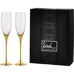 Eisch Sektglas Champagner Exklusiv, Kristallglas, Auflage in Echtgold, 180 ml, 2-teilig