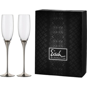 Eisch Sektglas Champagner Exklusiv, Kristallglas, Auflage in Platin, 180 ml, 2-teilig
