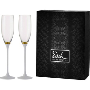 Eisch Germany Sektglas Champagner Exklusiv, Kristallglas, Echtgoldauflage, Teilveredelung in Steinoptik, 180 ml, 2-teilig