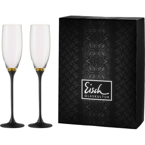 Eisch Sektglas Champagner Exklusiv, Kristallglas, Echtgoldauflage, Teilveredelung in Steinoptik, 180 ml, 2-teilig