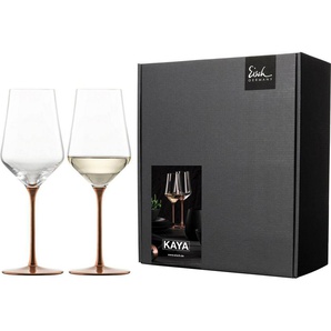 Eisch Weißweinglas KAYA, Made in Germany, 380 ml, Kristallglas, in Handarbeit mit fein schimmernden Kupfer-Glasur veredelt, 2tlg.