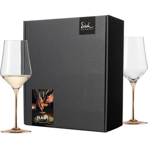 Eisch Germany Weißweinglas RAVI GOLD, Made in Germany, Kristallglas, in Handarbeit veredelt mit 24karätigem Gold, 380ml, 2-teilig