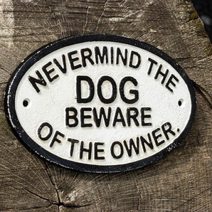 Eisenschild, Vorsicht Hundebesitzer, Warnschild