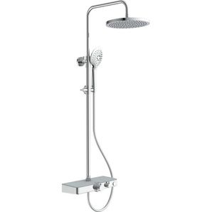 Eisl Stangenbrause-Set FUTURA, 3 Strahlart(en), Komplett-Set, mit Thermostatarmatur und Glasablage, Handbrause mit 3 Funktionen