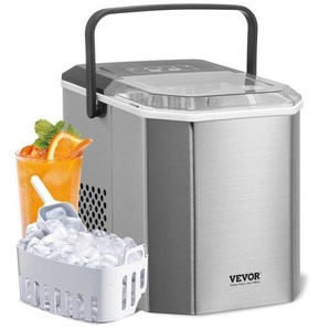 Eiswürfelbereiter Eisbereiter Eiswürfelmaschine 9 Würfel in 6 Minuten, 11,8 kg / 24 h, tragbarer Eiswürfelbereiter mit Schaufel & Korb, Eismaschine mit 2 Größen für Küche Bar Silber ZDBTMSZBJMIN1R5BMV2