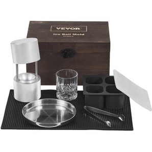 Eiswürfelbereiter Eiswürfelformen Satz 60 mm, Eiswürfelform Eiskugelform mit Tropfschale & Eiszange & Glas, Strapazierfähige Eiswürfelformen Eiswürfelbehälter Silber Whisky, Americano BQYJYSLCG60MMN7OYV0