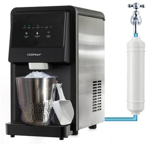 Eiswürfelmaschine Selbst Dosierender Theken Nugget Eisbereiter max. 27 kg/24H LED-Blaulicht 51 x 31 x 55 cm