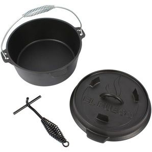 El Fuego Kasserolle El Fuego® Dutch Oven, Eisenguss (Set, 4-tlg), aus Gusseisen, mit spezieller Oberflächenveredelung, 11,4 l