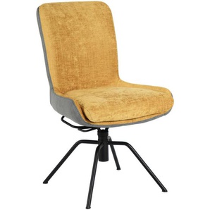 Elegando Stuhl , Gelb, Grau , Textil , Uni , Rundrohr, Drehkreuz , 57x93x63 cm , Sitzfläche 360° drehbar , Esszimmer, Stühle, Esszimmerstühle, Vierfußstühle