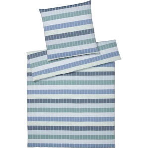 Bettwäsche ELEGANTE Gotland Gr. B/L: 155 cm x 220 cm (1 St.), B/L: 80 cm x 80 cm (1 St.), Seersucker, blau (aqua) Seersucker-Bettwäsche angenehmes Hautgefühl
