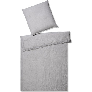 Bettwäsche ELEGANTE Pure Leinen Gr. B/L: 155 cm x 220 cm (1 St.), B/L: 80 cm x 80 cm (1 St.), Leinen, silberfarben Bettwäsche 155x220 cm angenehmes Material