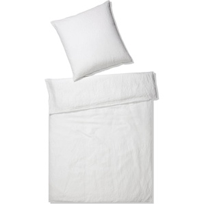 Bettwäsche ELEGANTE Pure Leinen Gr. B/L: 155 cm x 220 cm (1 St.), B/L: 80 cm x 80 cm (1 St.), Leinen, weiß Bettwäsche 155x220 cm angenehmes Material