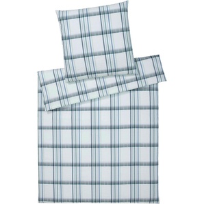 Bettwäsche ELEGANTE Samsö Gr. B/L: 155 cm x 220 cm (1 St.), B/L: 80 cm x 80 cm (1 St.), Seersucker, blau (aqua) Seersucker-Bettwäsche angenehmes Hautgefühl