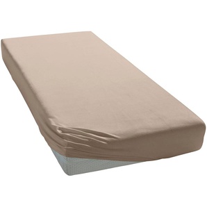 Spannbettlaken ELEGANTE Uni Zwirn-Jersey Bettlaken Gr. B/L: 180-200 cm x 200-220 cm (1 St.), Mako-Jersey, 28 cm, braun (schnur) Spannbettlaken Laken aus hochwertigem Garn