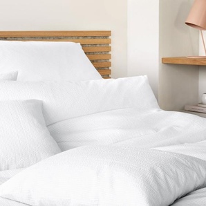 elegante Web-Seersucker-Bettwäsche-Garnitur Stockholm Farbe Weiss Größe 200x220+2x40x80cm