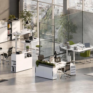 Elektrisch höhenverstellbarer Schreibtisch »Kopenhagen« - Weiß - Holz -