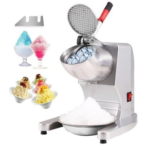 Elektrische Eiszerkleinerungsmaschine Eisrasiermaschine Eisrasierer 100 kg/h, Edelstahl Eiszerkleinerungsrasierer 300 W, 390x260x310 mm mit Kunststoffschale & Zusätzlichen Klingen Silber SBJBXS220300WSNSVV2
