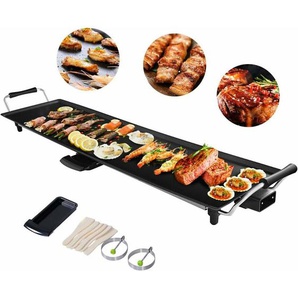 Elektrische Grillplatte 1800W, Teppanyaki-Grill mit Antihaftbeschichtung, Elektrogrill 90x23cm, Indoor bbq Grill inkl. 6 Holzspateln und