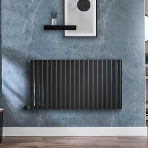 Elektrische Heizung Design Horizontal Schwarz, Wandmontage 635x1180mm, 2x 800W Heizelemente - Revive Hudson Reed