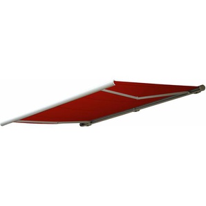 Elektrische Kassettenmarkise HHG-432, Markise Vollkassette 4x3m Polyester bordeaux-rot