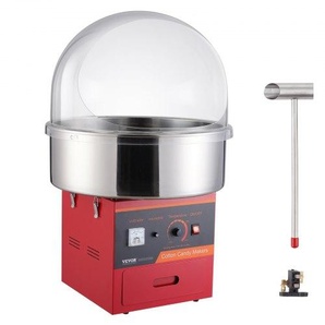 Elektrische Zuckerwattemaschine, 1000 W Zuckerwattegeräte, Kommerzielle Zuckerwattemaschine mit Abdeckung, Edelstahlschüssel, Zuckerschaufel, Schublade, Perfekt für Familienfeiern, Rot TSMHTJHSHGZM0MBTWV2